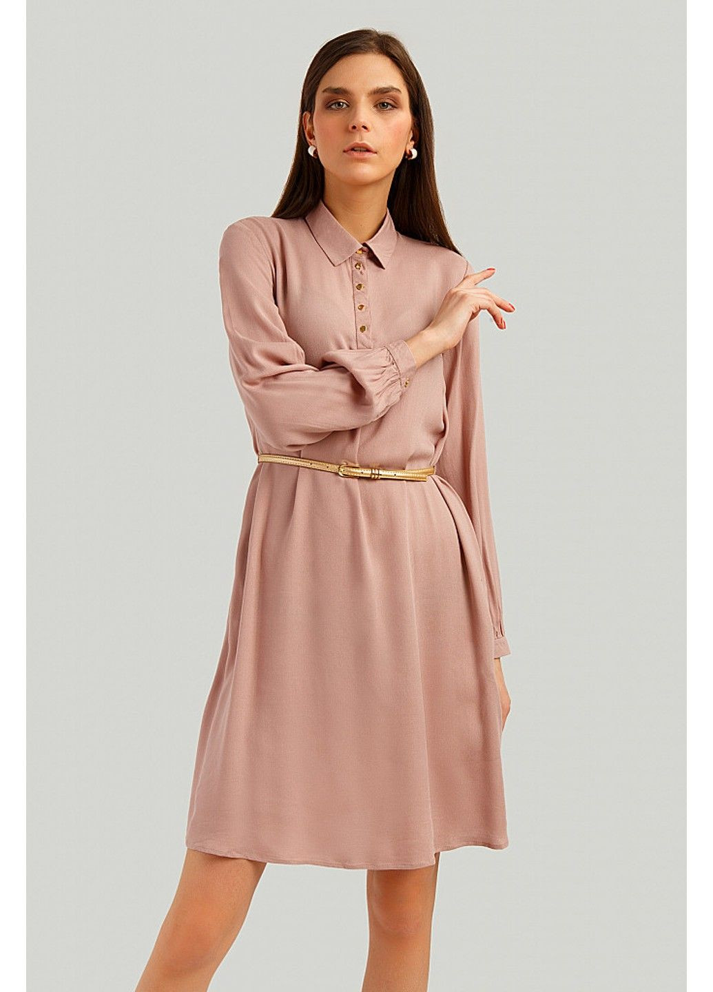 Рожева кежуал сукня-сорочка b19-32074-325 сорочка Finn Flare однотонна