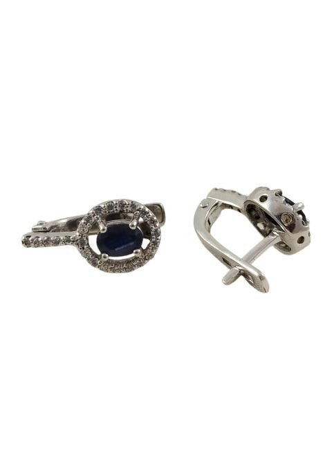 Серьги серебряные с сапфиром Е-517-сф No Brand Сережки (346488820)