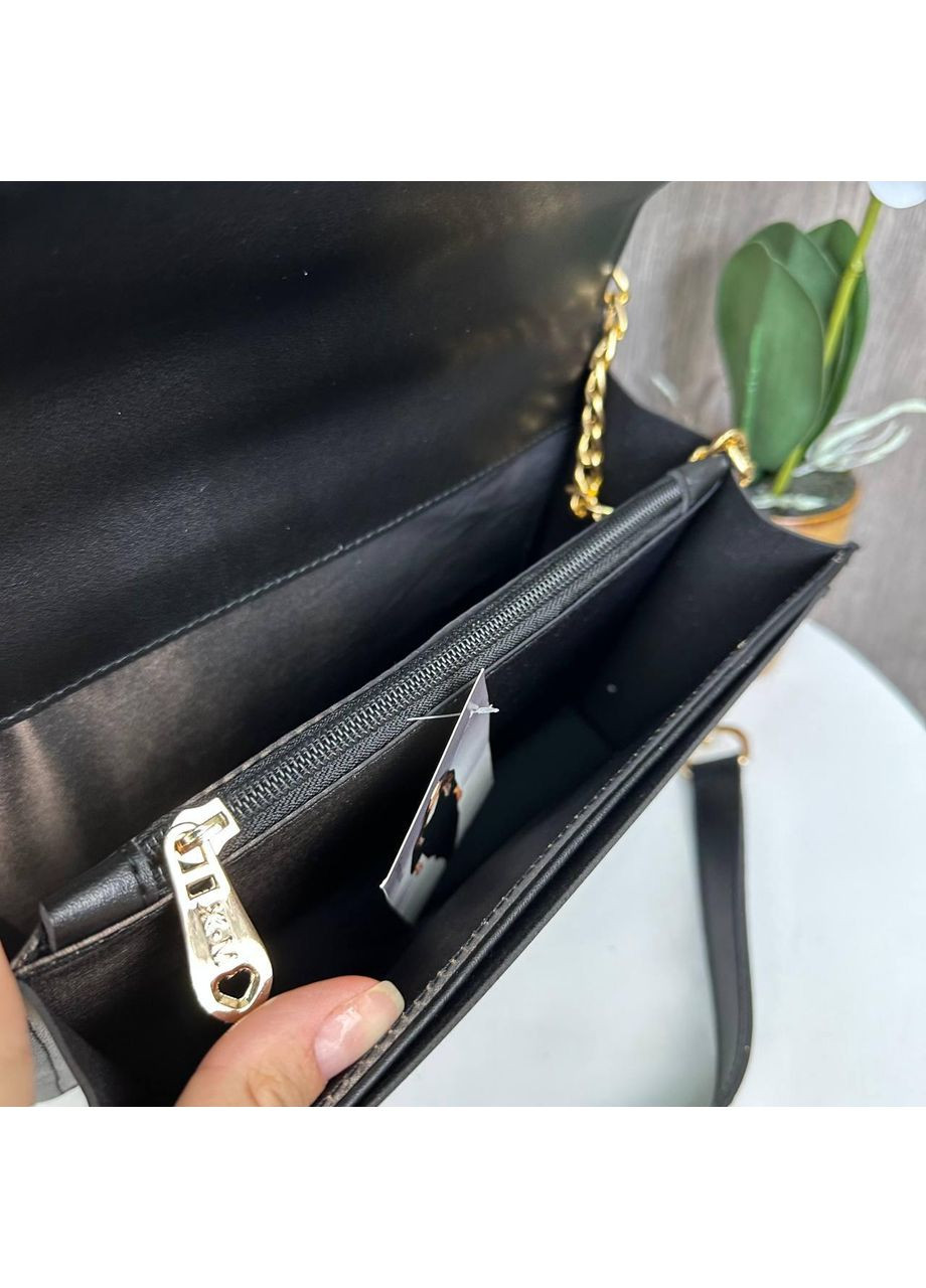 Міні сумочка на ланцюжку чорна екошкіра для жінок з м'якою текстурою та магнітом ProDobro (363259421)