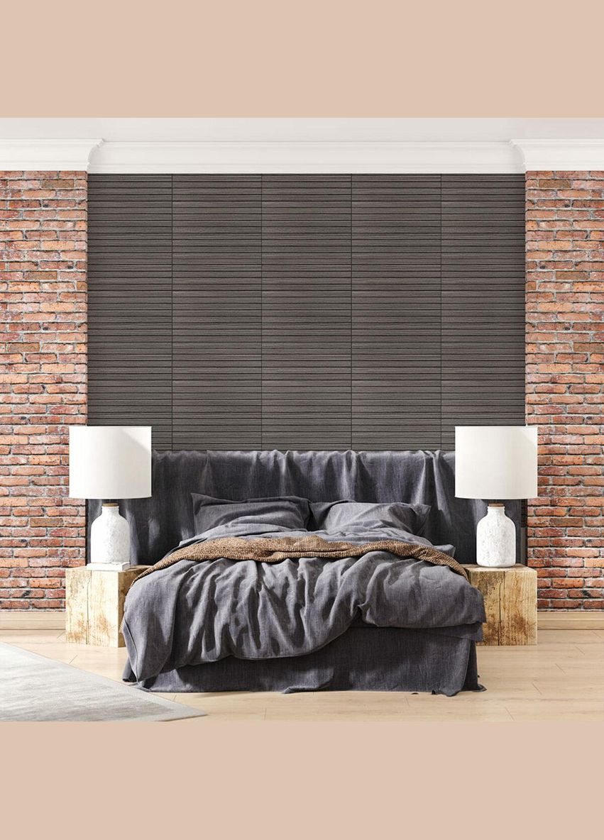 Покриття вінілове самоклеюче 3D рейки 600х600х2,8мм Металевий попіл SW-00002196 Sticker Wall (329898144)