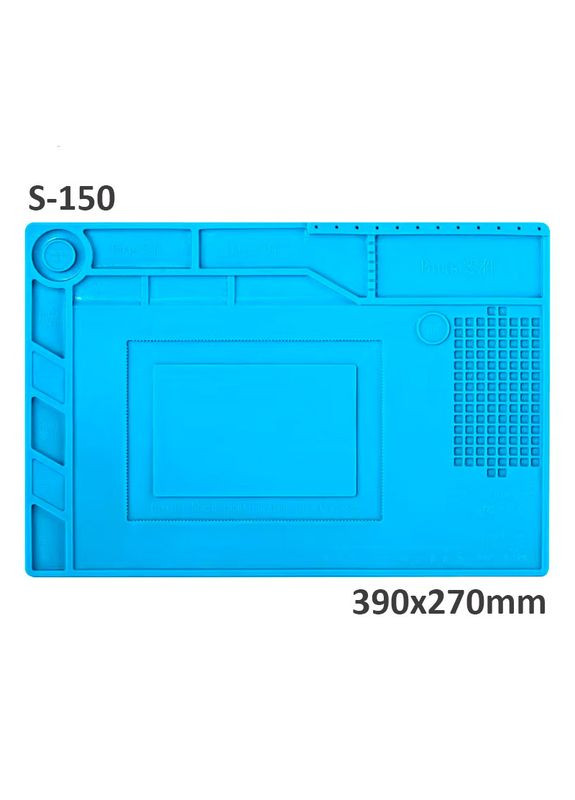 Силиконовый коврик S-150 / мат термостойкий для пайки, ремонта техники / 390x270 мм Blue TELIJIA (325432647)