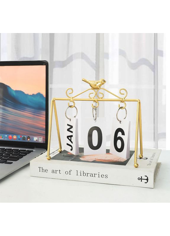 Настільний вічний календар, фліп-календар металевий (золотистий) China (366875174)