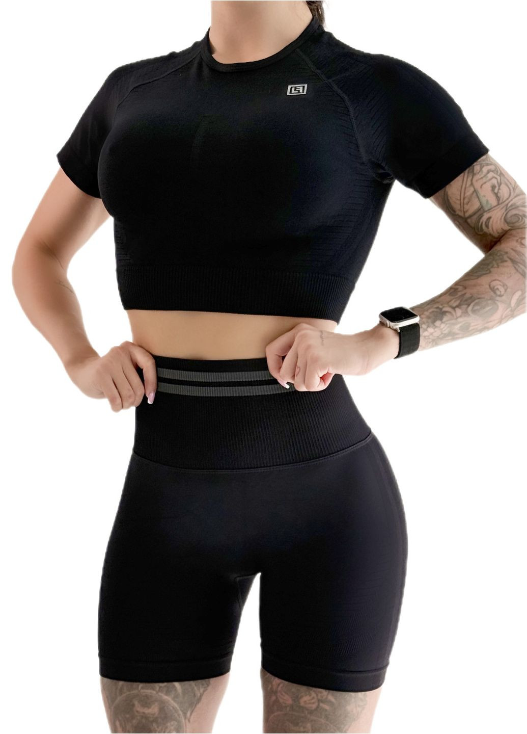 Костюм для фитнеса женский шорты пуш ап и топ LILAFIT (353834725)