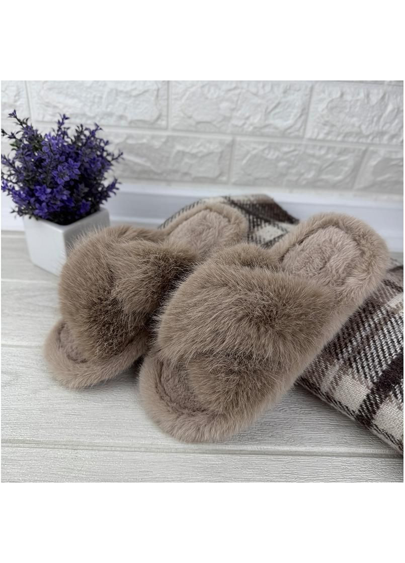 Тапочки кімнатні жіночі пухнасті Е-0080136-3 Коричневі Sanlin (341676140)