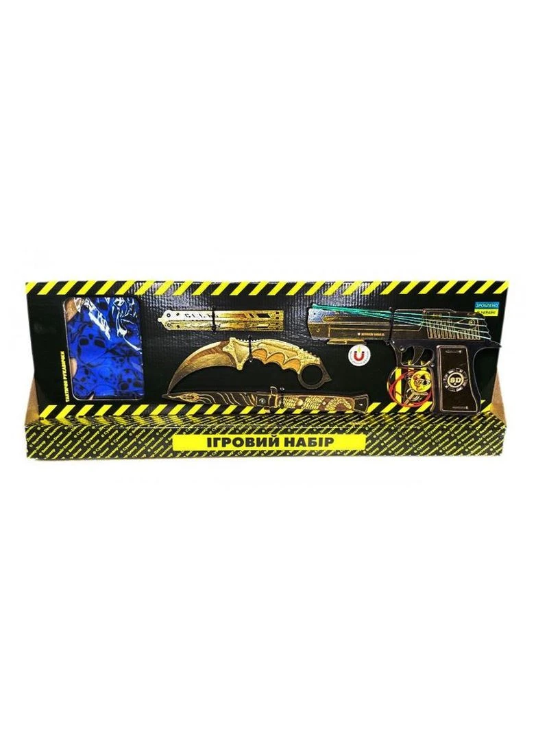Игровой набор деревянный пистолет резинкострел и нож из игры Standoff 2 BIG BOX Gold 2 Сувенір-Декор (389962170)