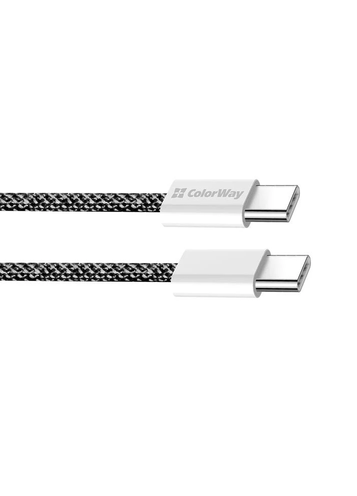 Кабель Type-C - Type-C 60W 3A 1м Braided Cotton чорний для зарядки MacBook, Samsung, Xiaomi Colorway (392283157)