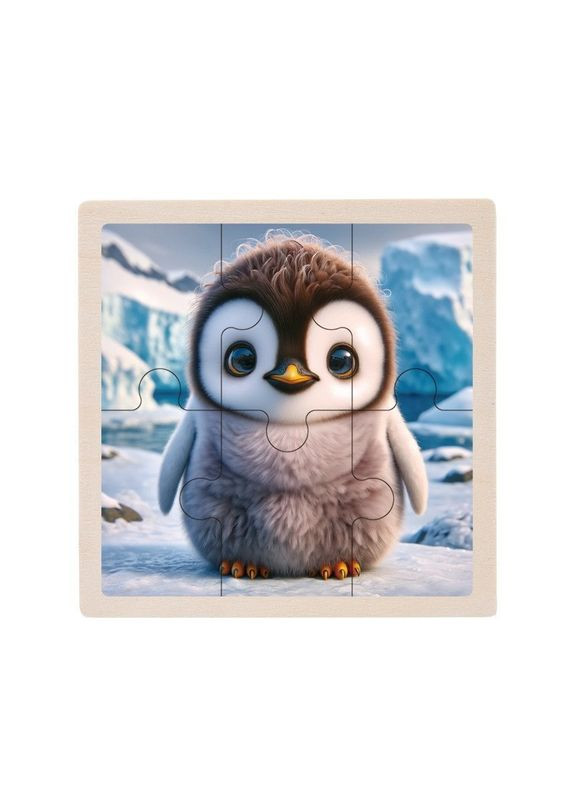Детский деревянный пазл-вкладыш "Пингвин" MD 1509-1, 6 элементов 9,8 х 9,8 х 0,4 см Bambi (329743299)