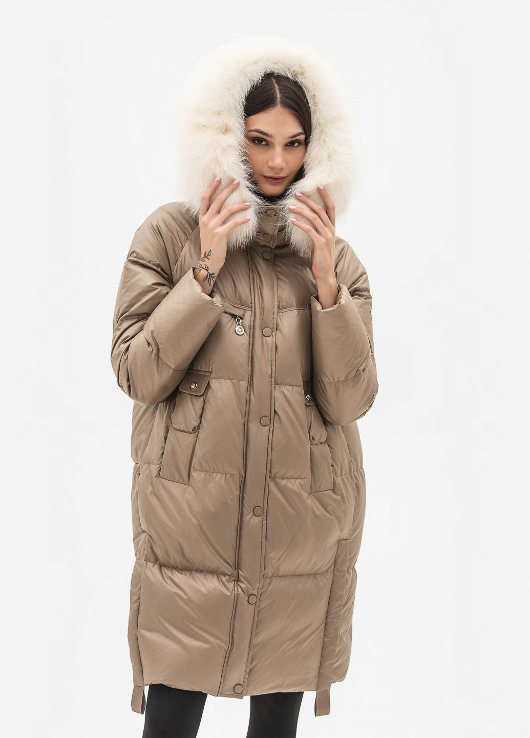 Бежевый зимний Пуховик Vo-tarun
