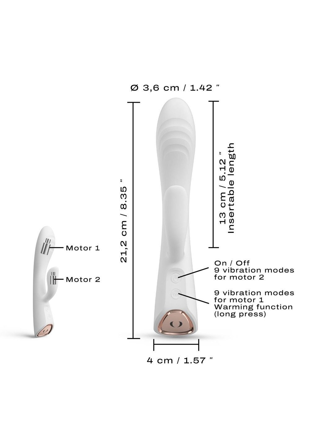 Вибратор-кролик с подогревом FLEXI RABBIT WHITE, гибкий ствол Dorcel (316156146)