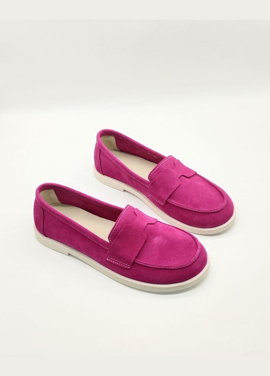 Малиновые женские анатомические слипоны/лоферы из замши. No Brand однотонные
