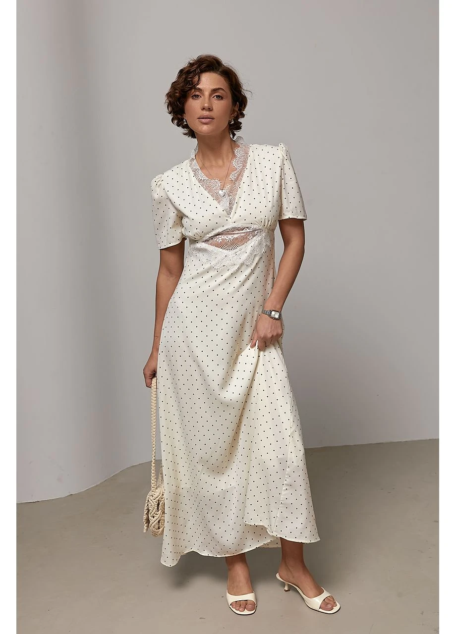 Молочное кэжуал платье Lurex однотонное