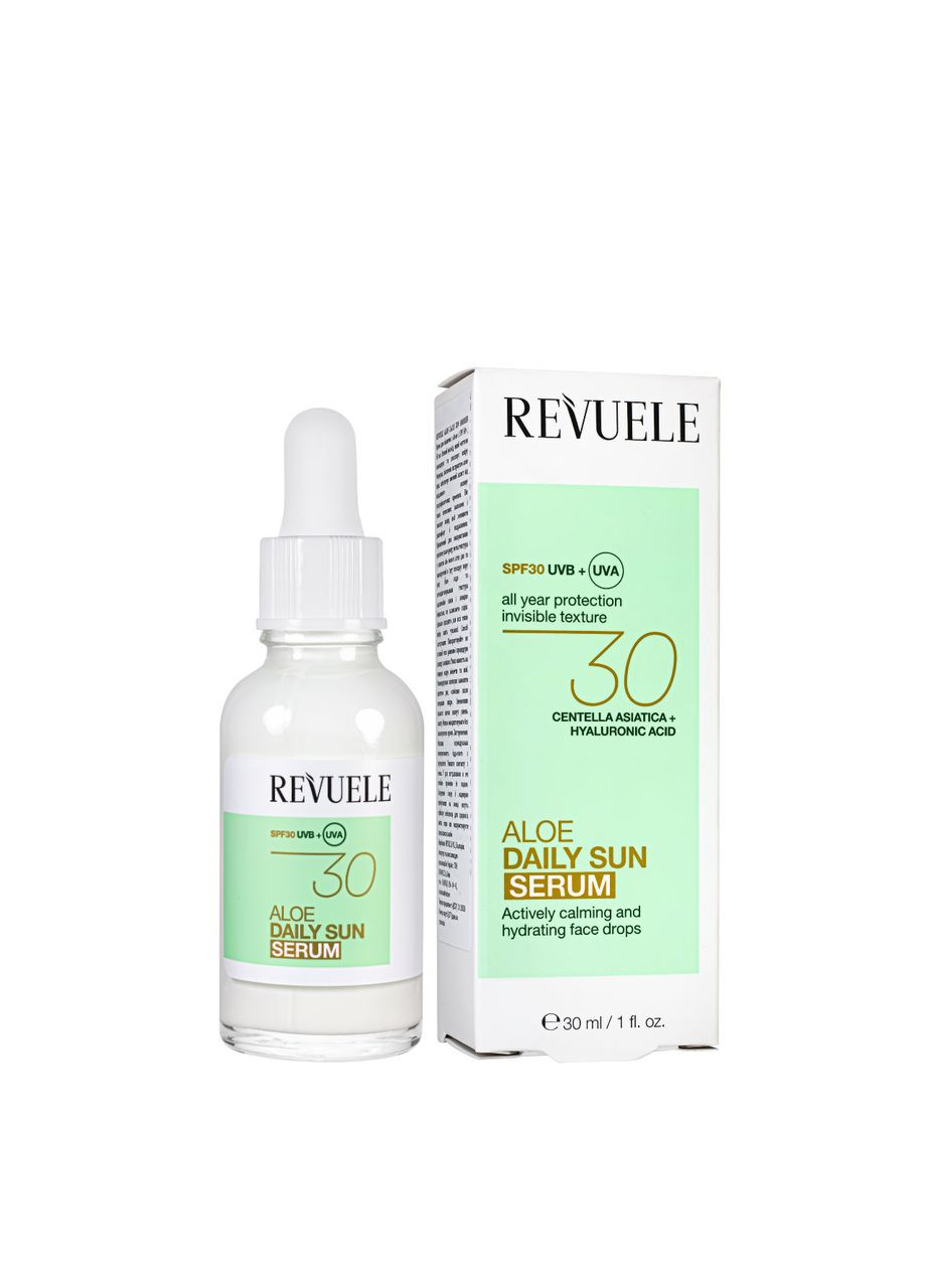 Сонцезахисна сироватка для обличчя SPF30 з алое та центеллою 30 мл REVUELE (367985014)