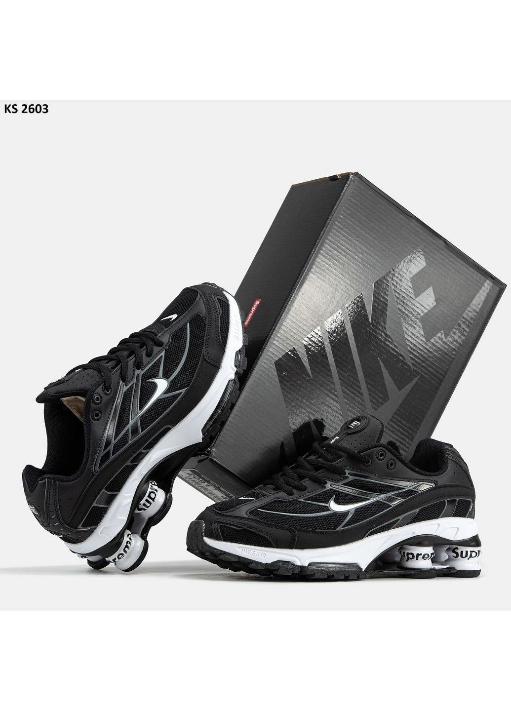 КРОСІВКИ ЖІНОЧІ NIKE SHOX TL RIDE2 SUPREME BLACK WHITE НАЙК ШОКС ТЛ No Brand чорні демісезони (368868711)