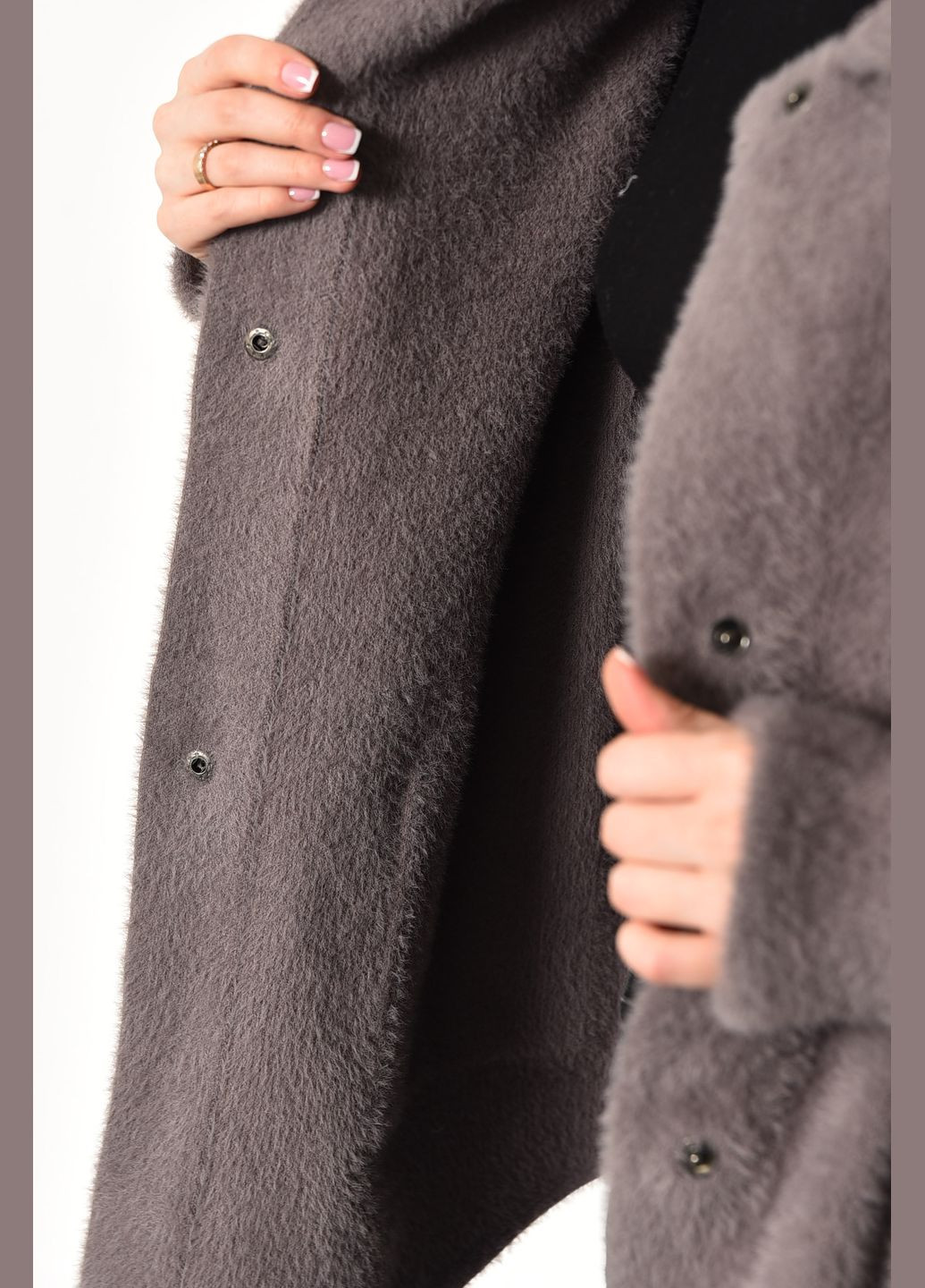 Коричневе демісезонне Пальто жіноче напівбатальне з альпаки кольору мокко Let's Shop