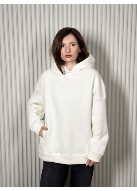 Худи женское,, One size, трикотаж на флисе, молочный Kraya (366293790)