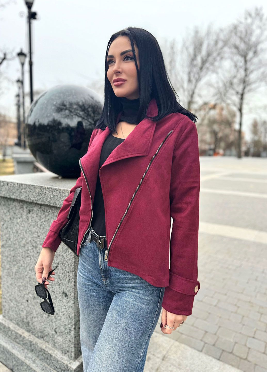 Бордовая куртка-жакет косуха Fashion Girl Nessa