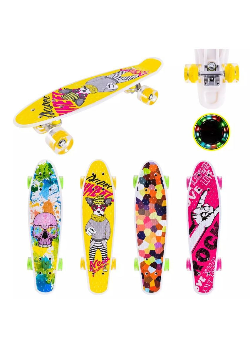 Пенні борд з PU колесами і підсвіткою 56х15 см, в асортименті - No Brand SC25144 (371927255)