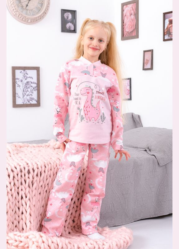 Розовая пижама для девочки на кнопке (p-12411) Носи своє