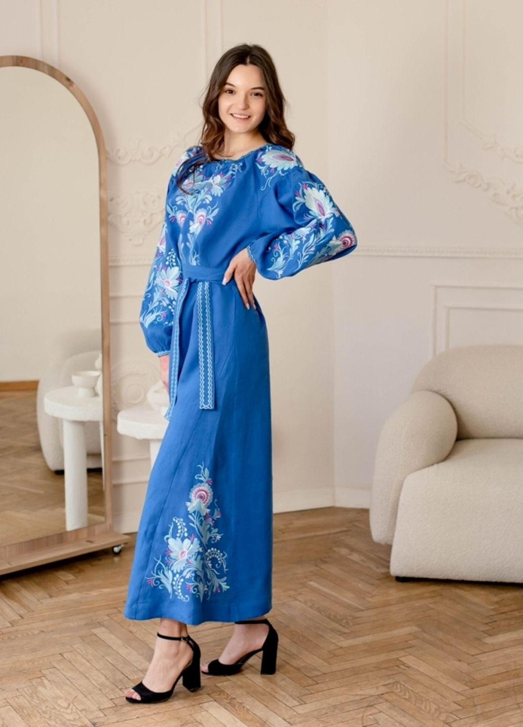 Синяя платье Vyshyvanka узор украинская символика (331290991)