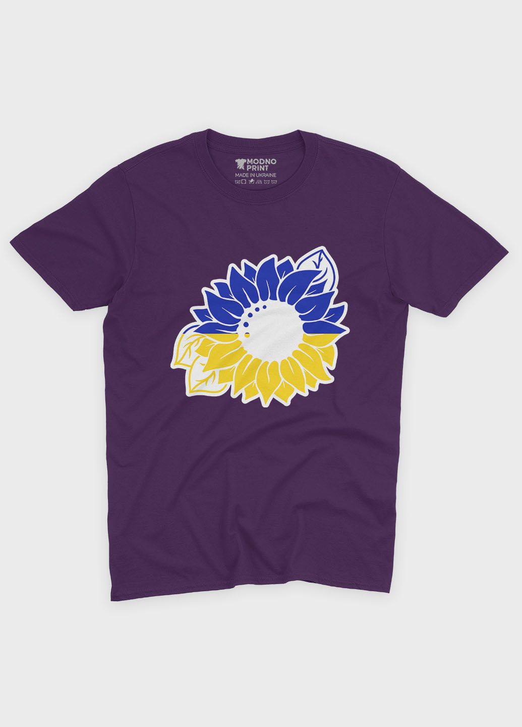 Фиолетовая летняя женская футболка с патриотическим принтом цветы (ts001-4-dby-005-1-111-f) Modno