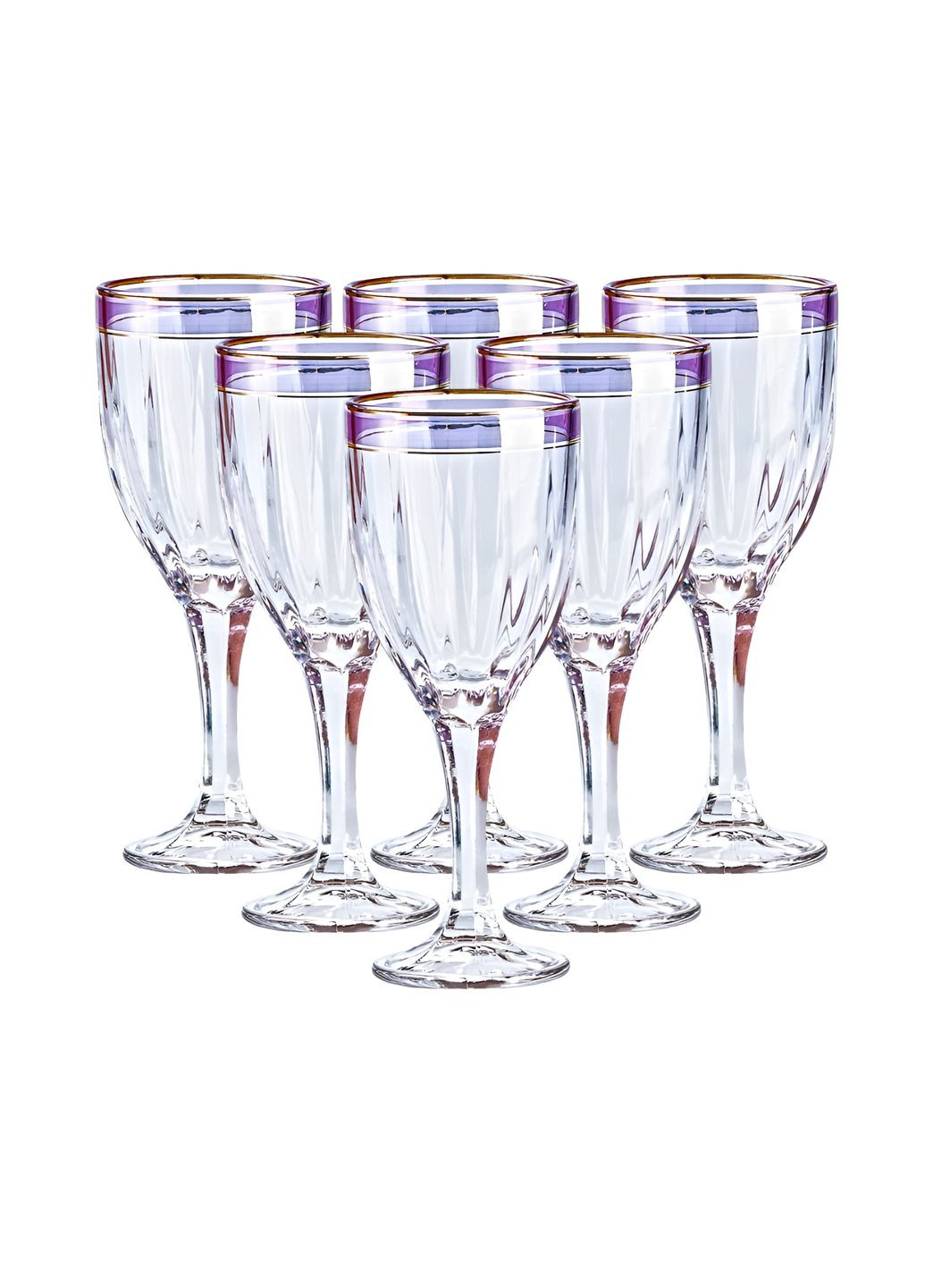 Набор бокалов для вина с золотой каймой 6 штук по 250 мл, синий TS Kitchen HP549 No Brand (360977759)