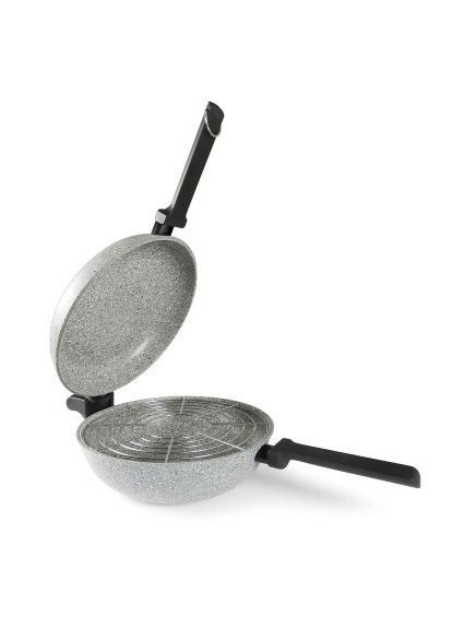 Сковорода Dura Induction Rocky Twins 28 см двойная с решеткой (RKIWP2830) Flonal Dura Induction Rocky Twins 28 см подвійна з решітк (369881670)