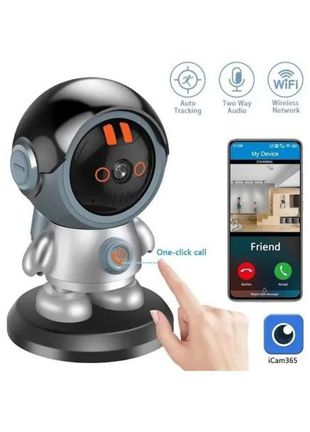 Поворотная беспроводная видеокамера Wi-Fi-видеоня 2K ART 8936 с датчиком движения и поворотом на 355 градусов Grant (363833330)