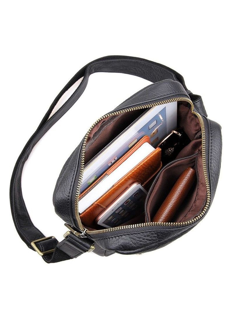 Шкіряна сумка крос боді чоловіча месенджер через плече чорна 14436 Vintage (329195315)