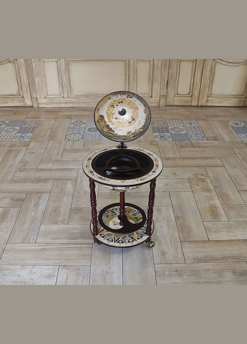 Красивый глобус бар напольный карта мира подарок мужу на годовщину | Диаметр сферы 33 см Handmade 33001W-R (345646807)