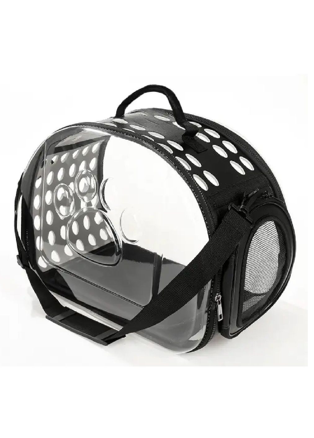 Сумка переноска для тварин котів собак з вентиляцією прозорою стінкою ременем 40x30x27 см розмір L (477286-Prob) Чорна Unbranded (296552112)
