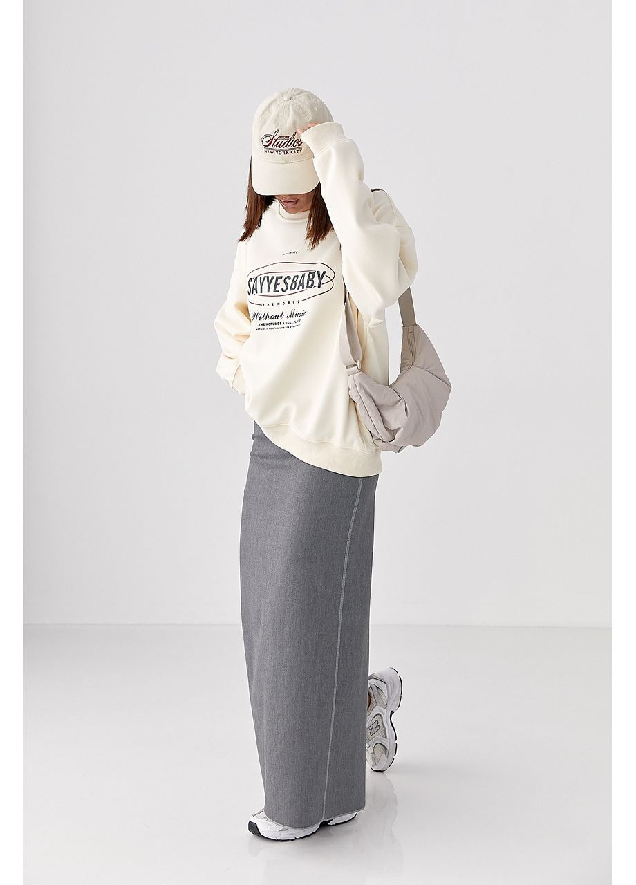 Бежевий теплий спортивний світшот із начосом - сірий колір Lurex (353306169)