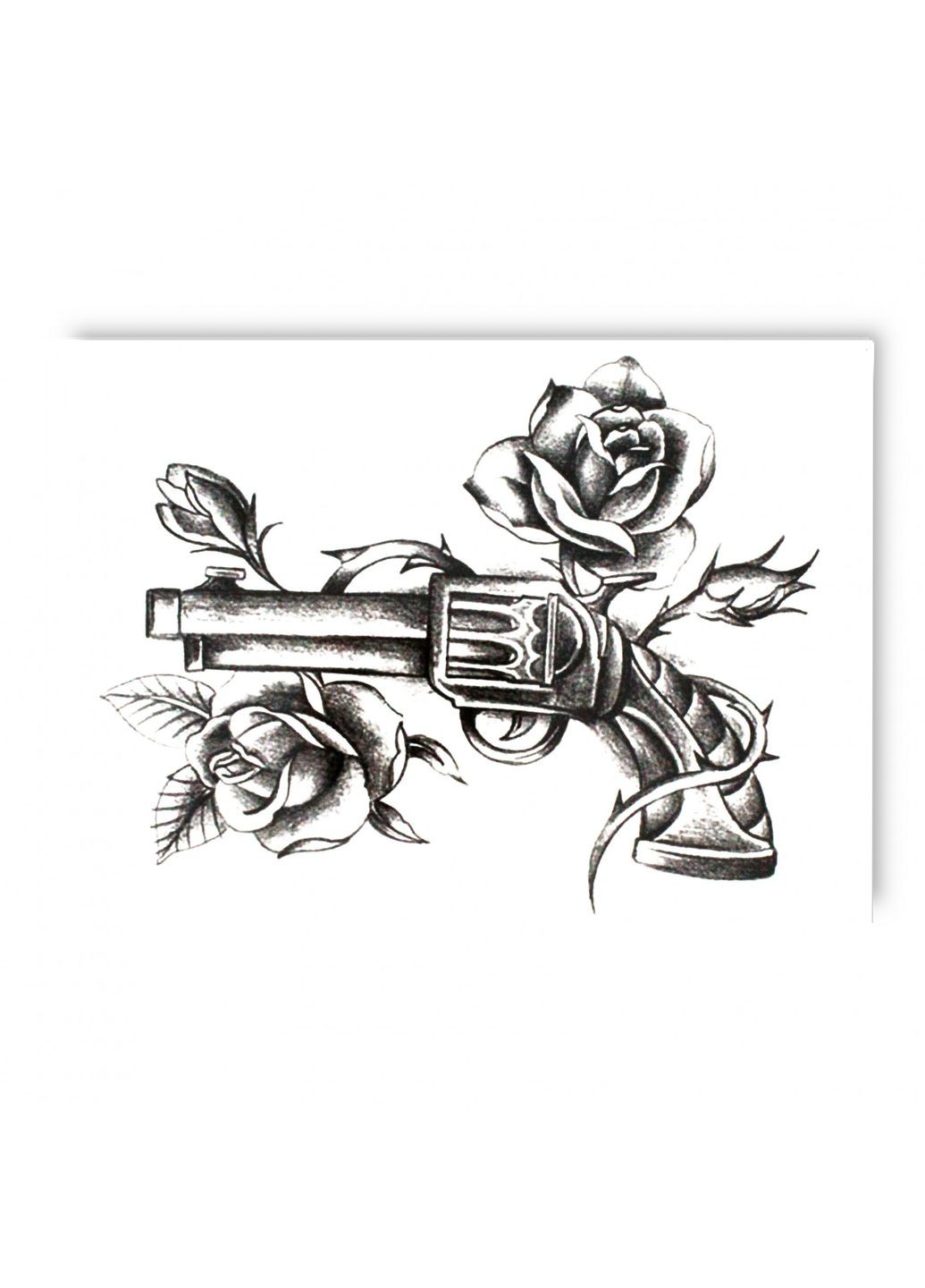 Тимчасове водостійке тату "Пістолет у трояндах" No Brand (312538028)