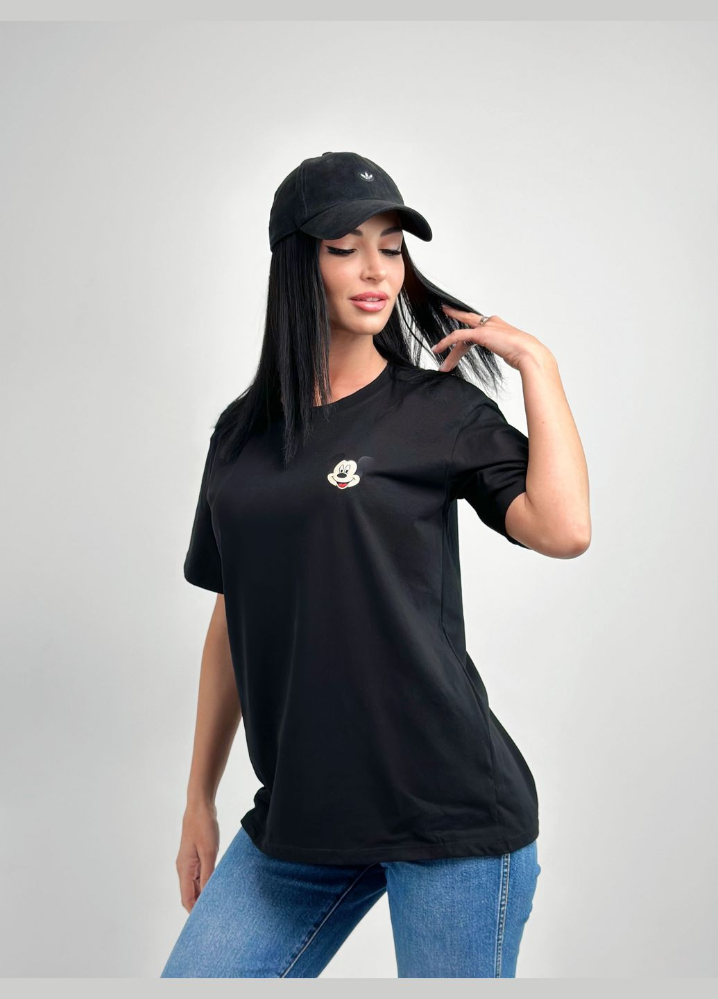Чорна літня жіноча футболка з принтом Fashion Girl Disney