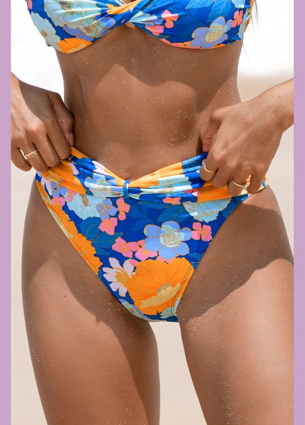 Синие купальные трусики с цветочным принтом CUPSHE