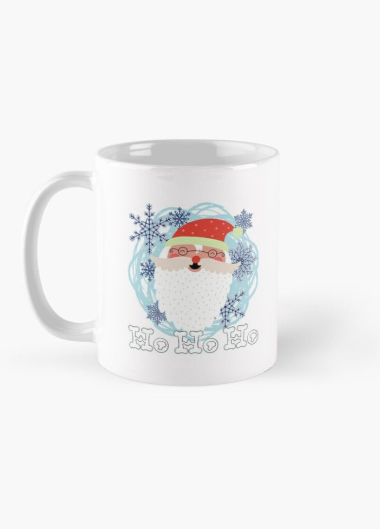 Чашка Керамическая Кружка с принтом Ho Ho Ho Хо-хо-хо Cанта Клаус Белая 330 мл Orca (307501520)
