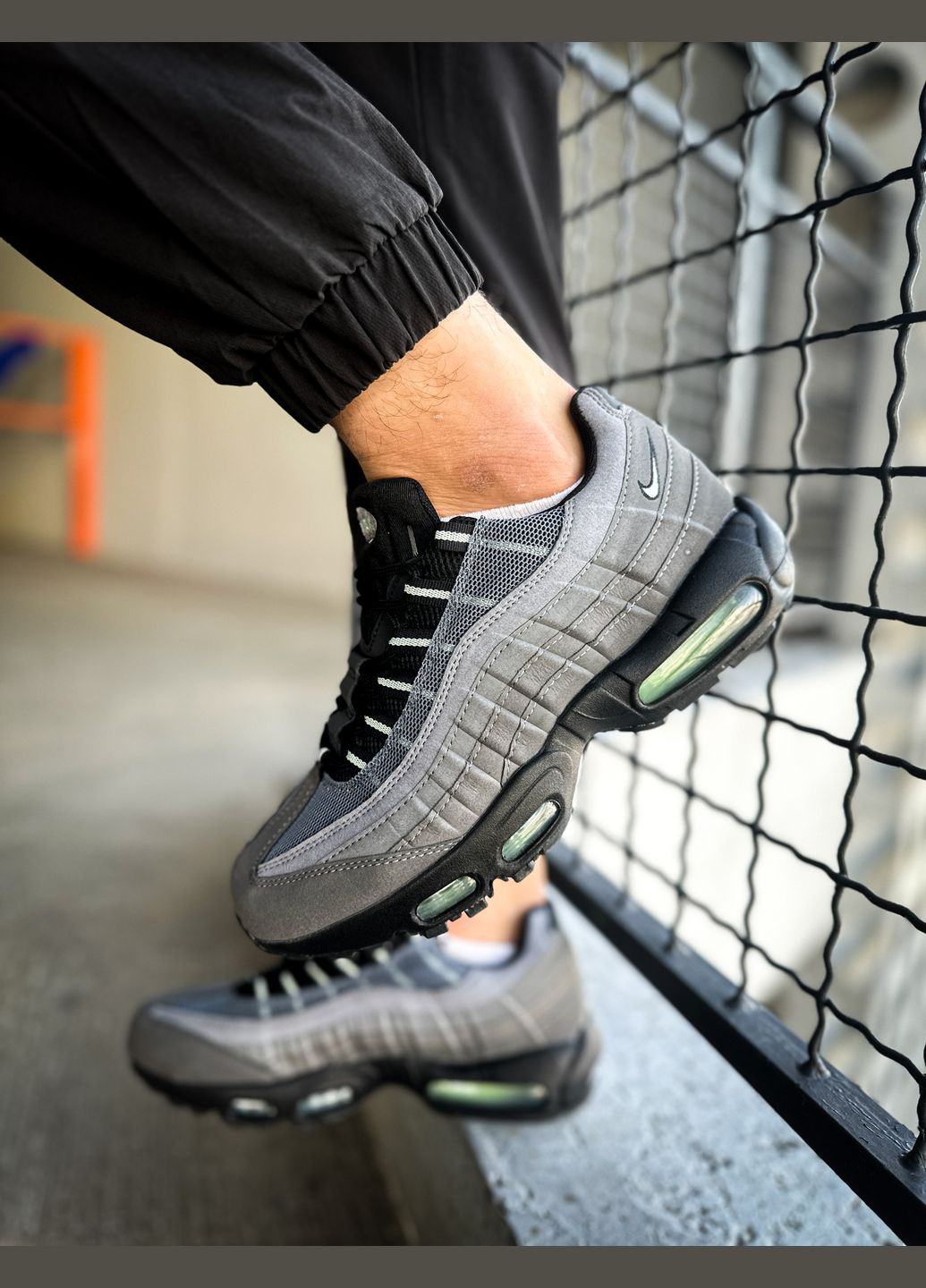 Сірі всесезон кросівки чоловічі air max 95 vapor green gray | аір макс 95 сірі No Brand