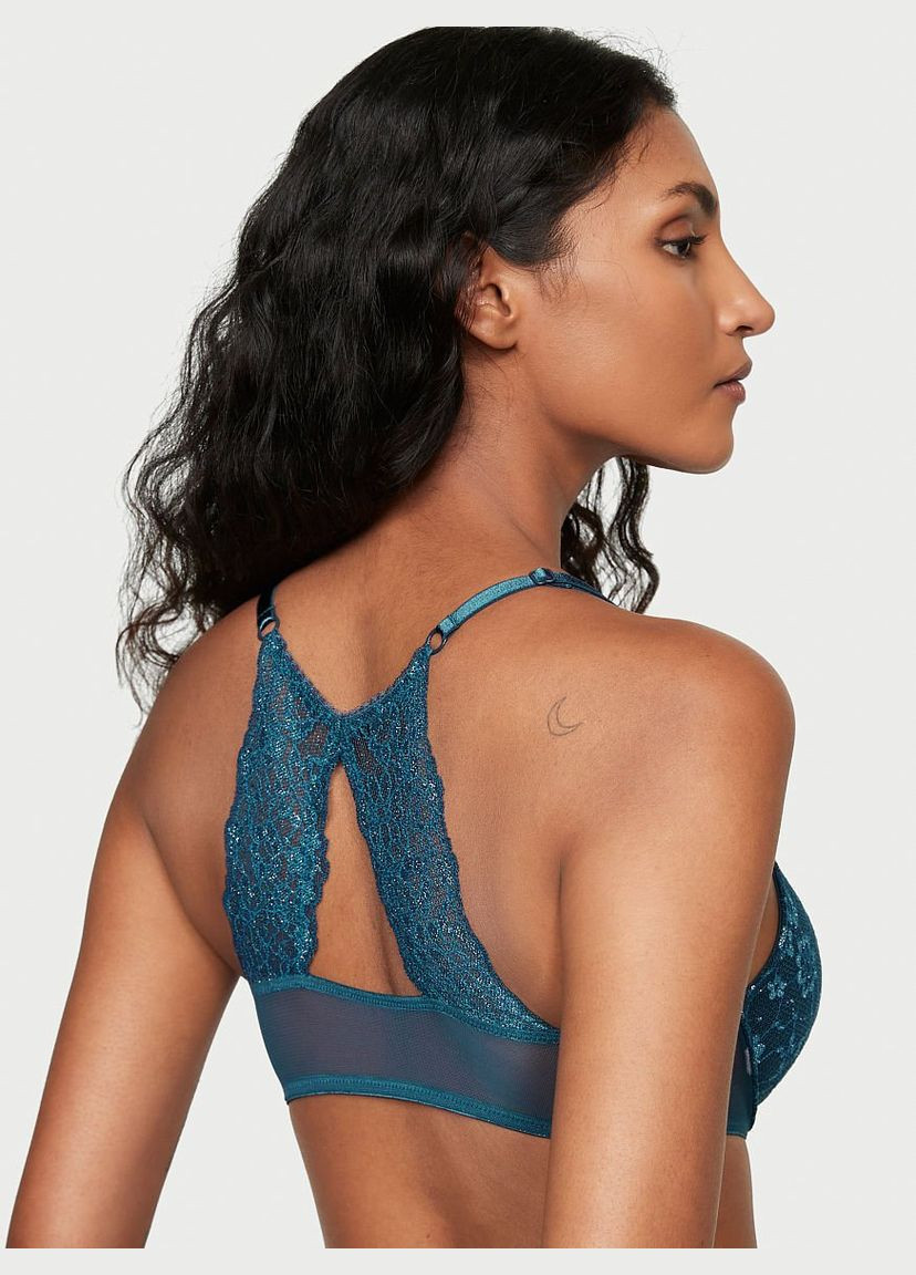 Темно-синій бюстгальтер sexy tee posey lace push-up bra 75c Victoria's Secret з кісточками