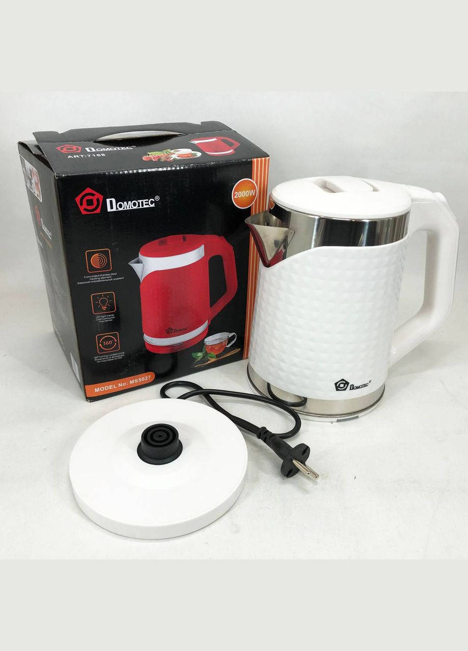 Електрочайник MS-5027 2000 Вт. Колір: білий Domotec (364666013)