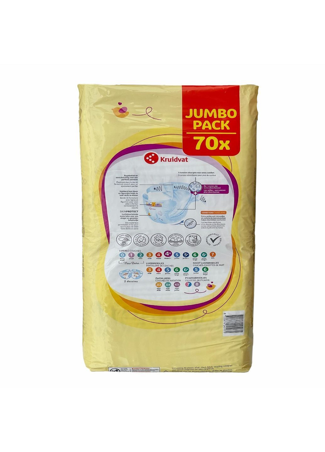 Дитячі підгузки Jumbo Pack 4+ 9-15 кг 140 шт 2 уп Kruidvat (369144243)