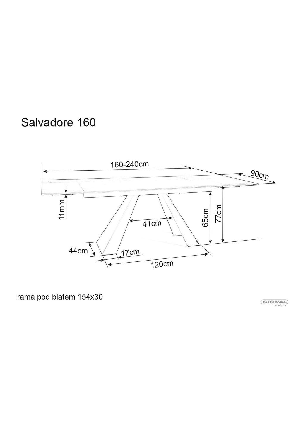 Стіл обідній розкладний SALVADORE CERAMIC 160(240)*90 бірюза OSSIDO VERDE/чорний мат SALVADORETUC160 Signal (372178016)