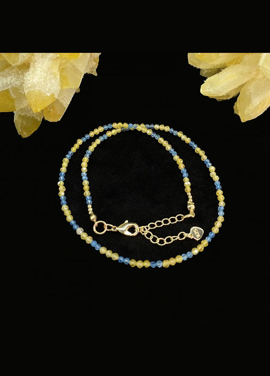 Чокер натуральный Топаз+Желтый Циркон,гипоаллергенная фурнитура цвет золото d-3мм+- L-38-43см No Brand циркон, топаз латунь золото (303140316)