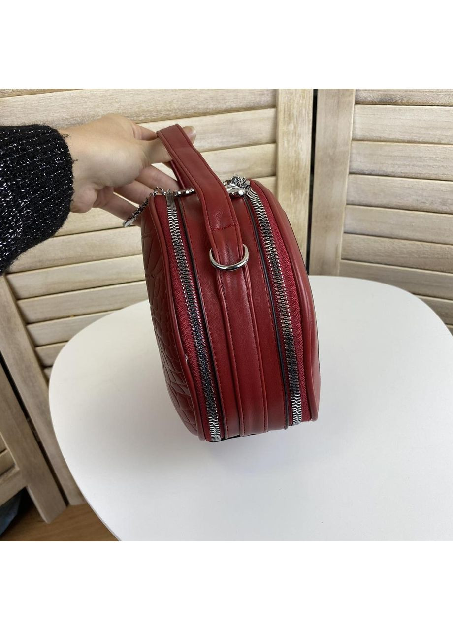 Сумка женская круглая красная с плечевым ремнем экокожа ProDobro (363260092)