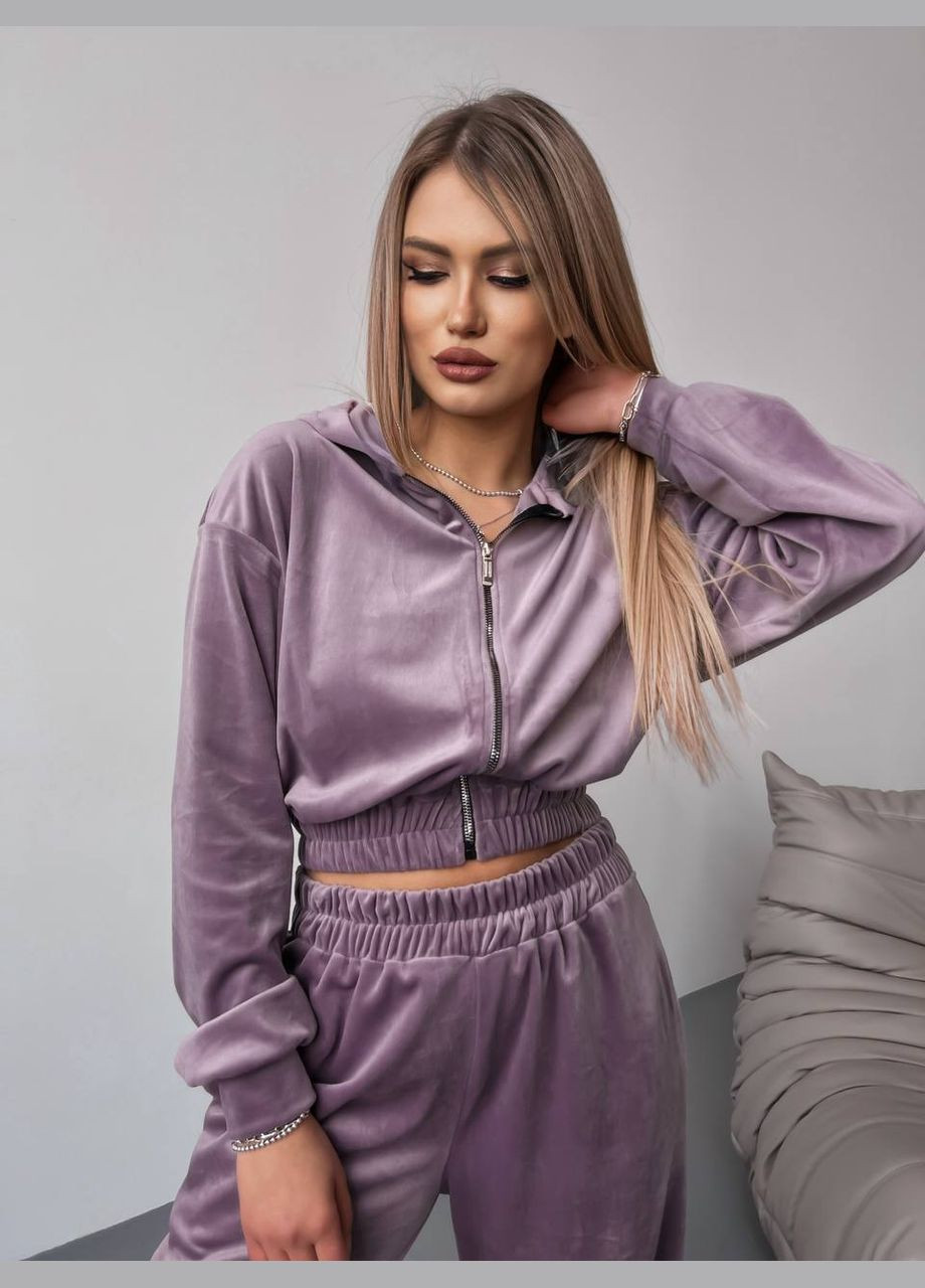 Велюровий костюм двійка з укороченою кофтою та широкими штанами Nositi 10447-12 (316190395)