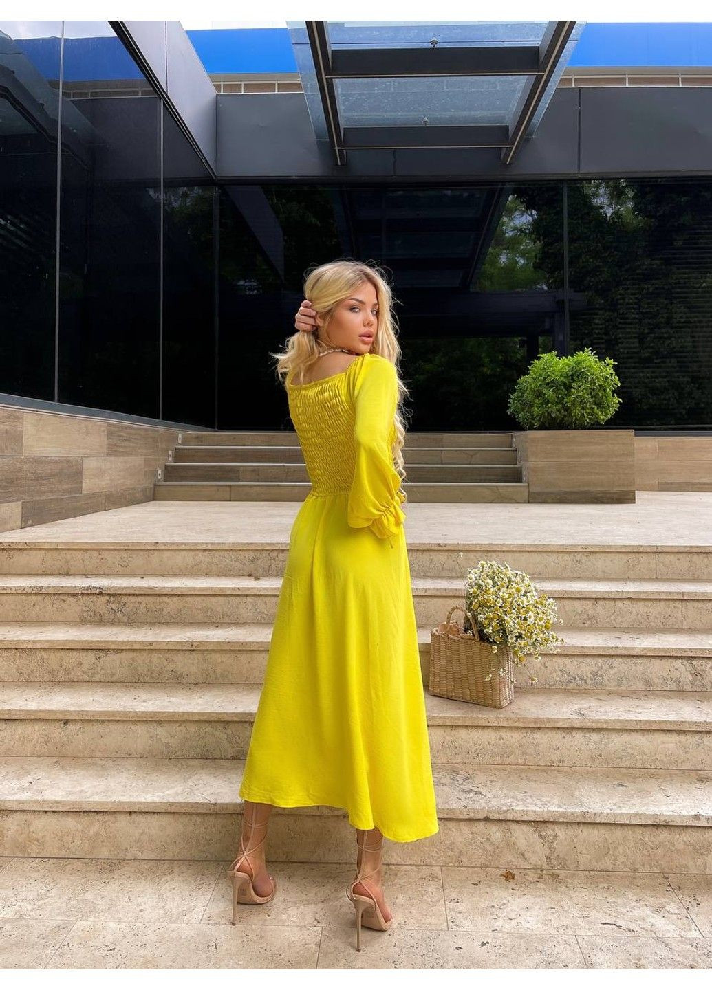 Желтое женское платье креп модель 237 жёлтый Україна