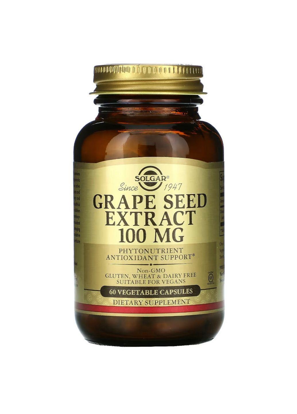 Натуральна добавка Grape Seed Extract 100 mg, 60 вегакапсул Solgar (293481081)