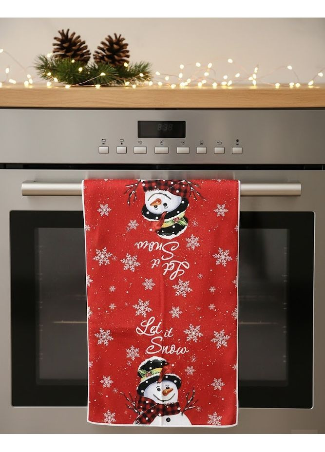 Новорічний кухонний рушник рушничок різдвяний подарунок (арт. 17013) No Brand новорічний яскраво-червоний