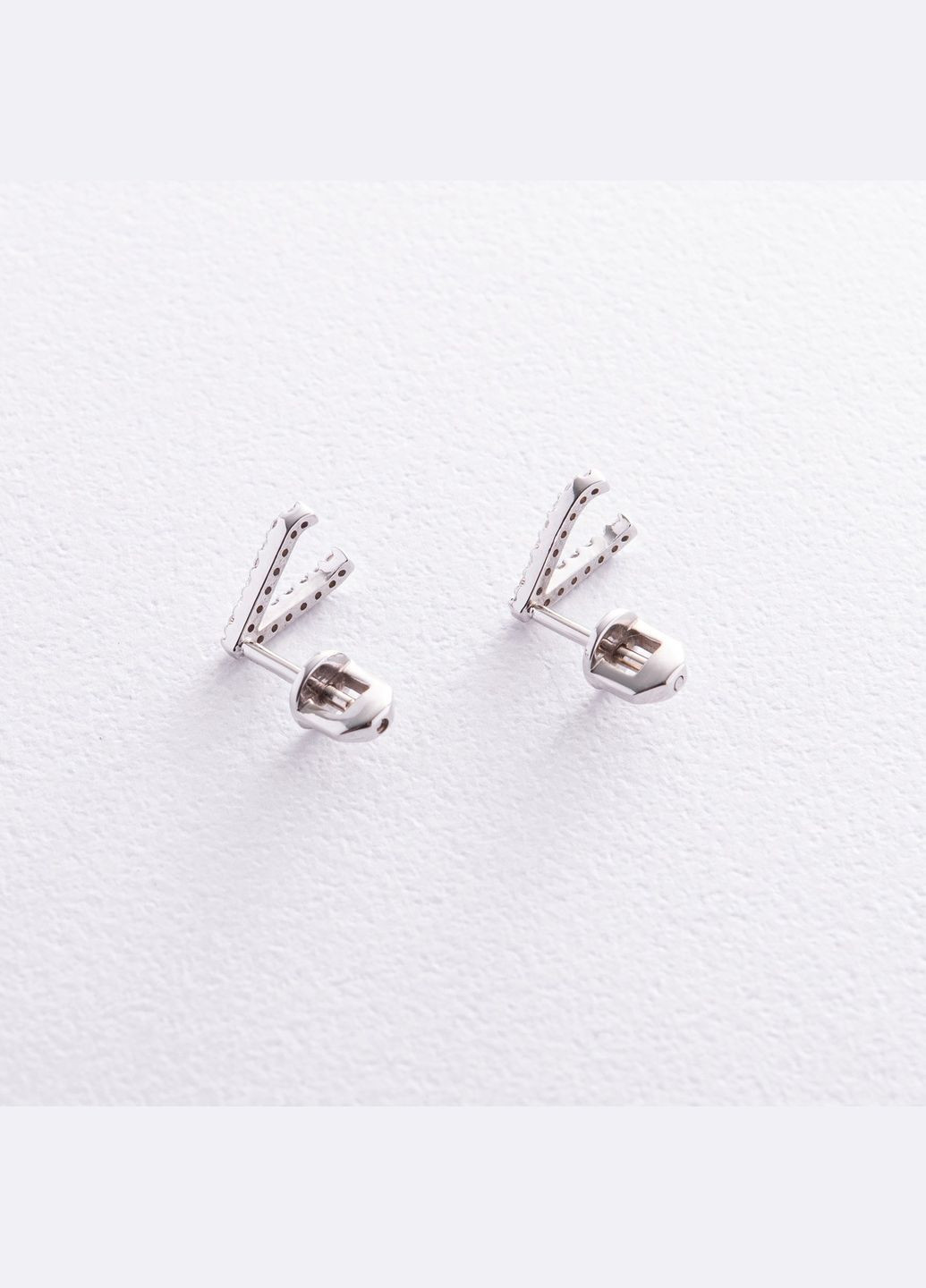 Сережки - пусети Акцент з фіанітами (біле золото) с08453 Oniks (264025135)