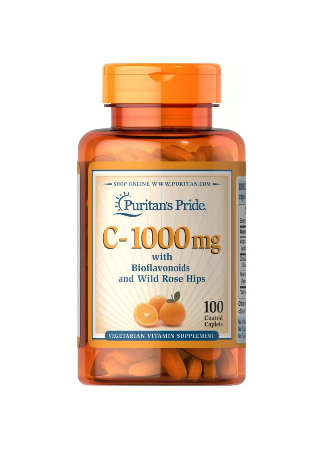 Вітаміни та мінерали Vitamin C-1000 mg with Bioflavonoids & Rose Hips, 100 каплет Puritans Pride (293340005)