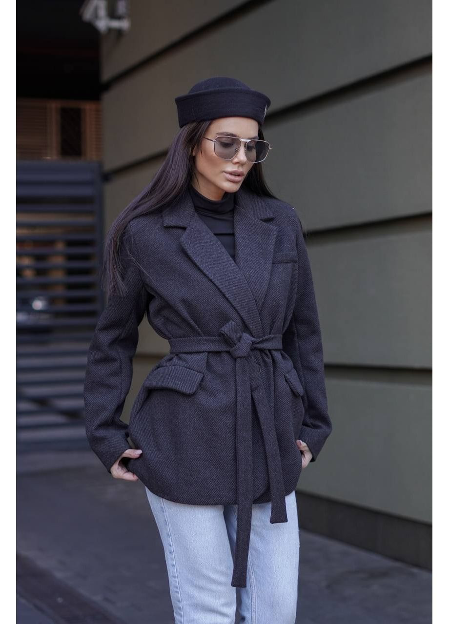 Графитовое демисезонное Женский пиджак-пальто однобортное Avanti