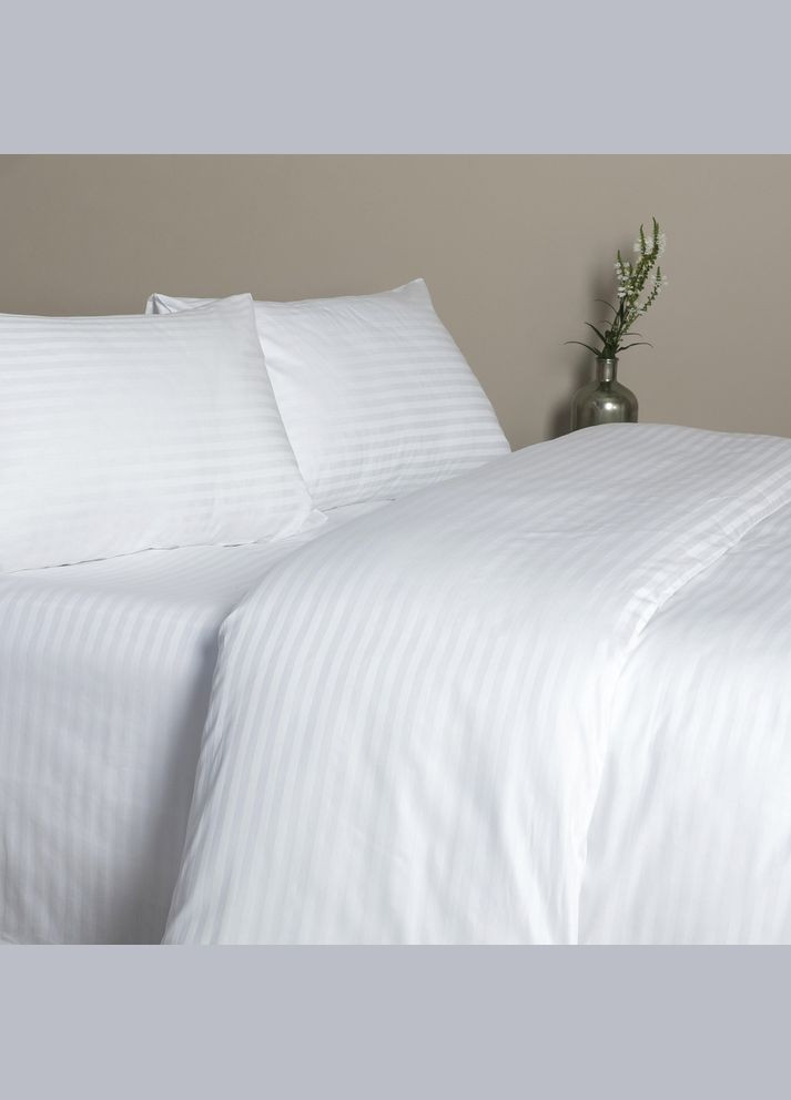 Простирадло полуторне 145х210 см сатин білий в смужку, натуральна тканина бавовна IDEIA (327421816)